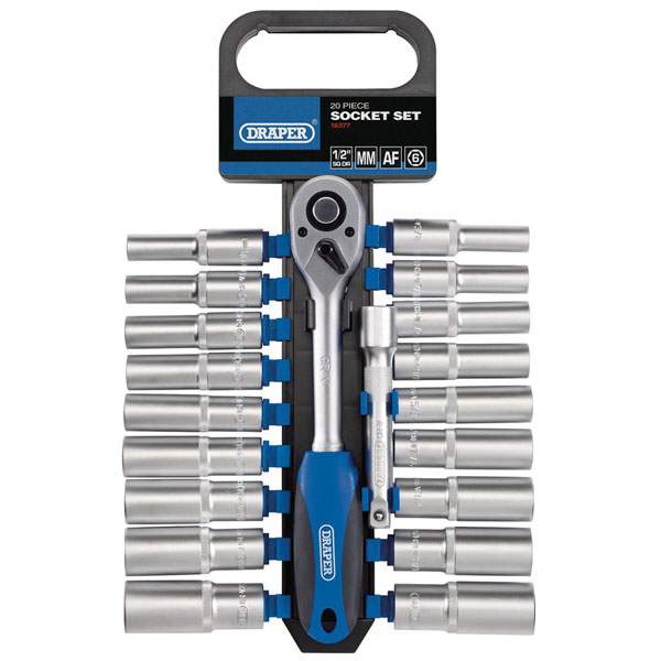Draper 16377 1/2" Sq. Dr. Combined MM/AF Deep Socket and Ratchet S...