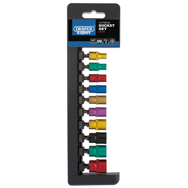 50151 1/4" Sq. Dr. Metric Coloured Socket Set (10 Piece)