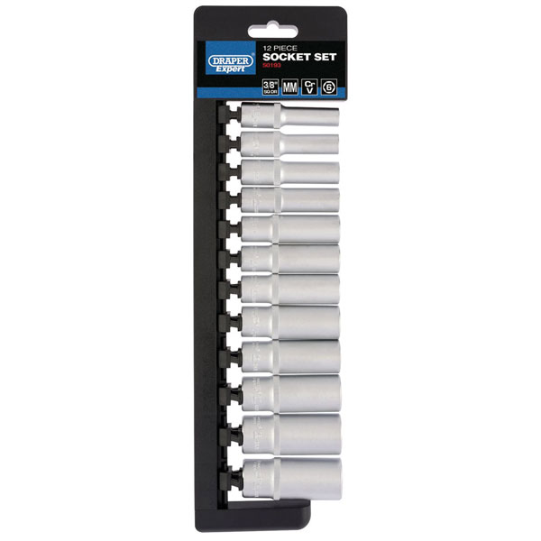 Draper Expert 50193 3/8" Sq. Dr. Metric Deep Socket Set (12 Piece)