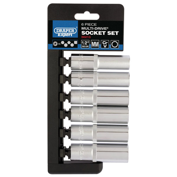 Draper Expert 50213 1/2" Sq. Dr. Multi-Drive® Deep Socket Set (6 P...