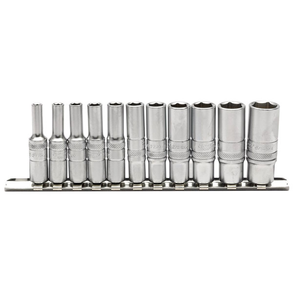  16491 1/4" Sq. Dr. Imperial Deep socket on Metal Rail (11 Piece)