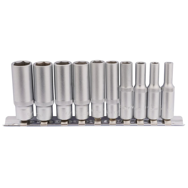  16399 1/4" Sq. Dr. Metric Deep socket on Metal Rail (10 Piece)