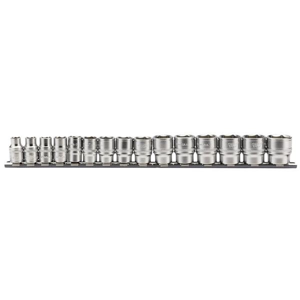  16492 3/8" Sq. Dr. Metric Socket Set on Metal Rail (15 Piece)