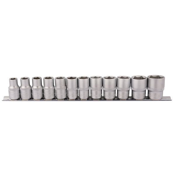  16402 1/2" Sq. Dr. Socket Set on Metal Rail (12 Piece)