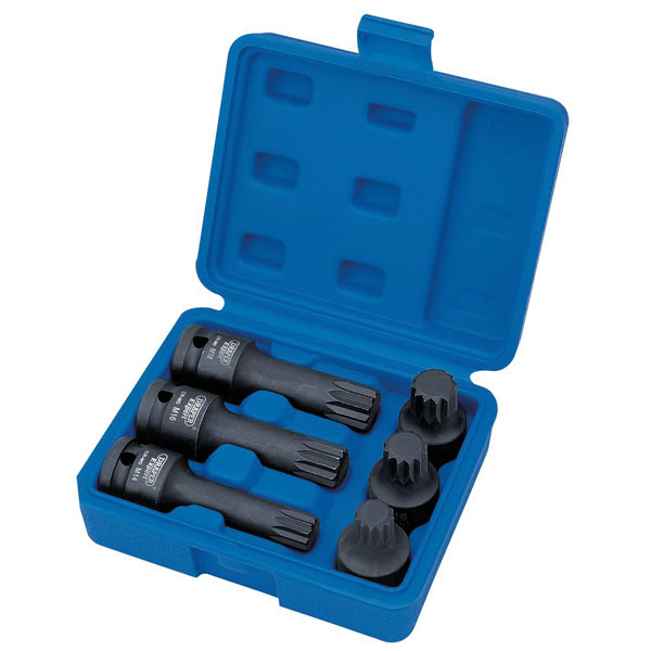 Draper Expert 28881 1/2" Sq. Dr. Impact Spline Bit Set (6 Piece)