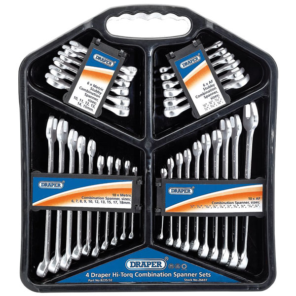 Draper 26697 Four Hi-Torq® Combination Spanner Sets (32 Piece)