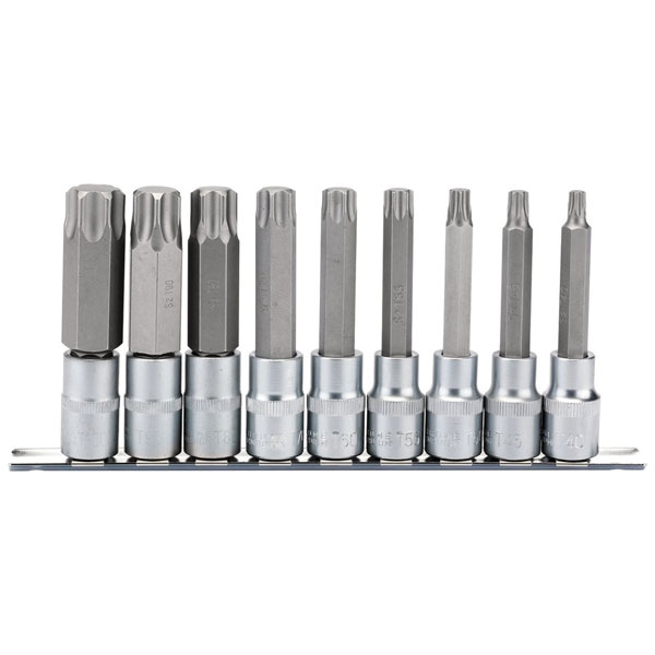  16329 1/2" Sq. Dr. 100mm Long TX-STAR® Socket Bit Set (9 Piece)