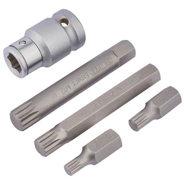 Draper Expert 83567 1/2" Sq. Dr. Spline Bit Set (5 Piece)