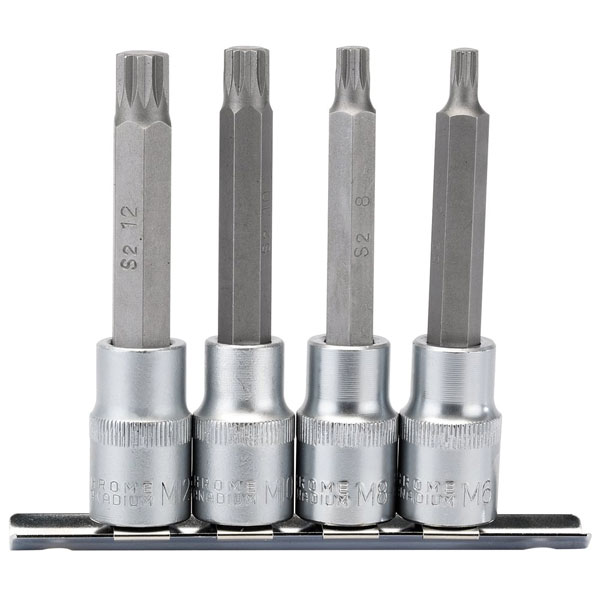  16350 1/2" Sq. Dr. Spline Socket Bit Set (4 Piece)