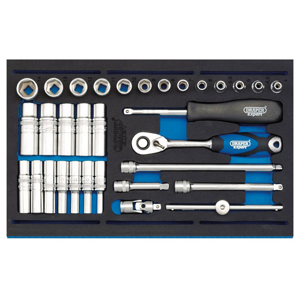  63532 1/4" Socket Set in 1/4 Drawer EVA Insert Tray (32 Piece)