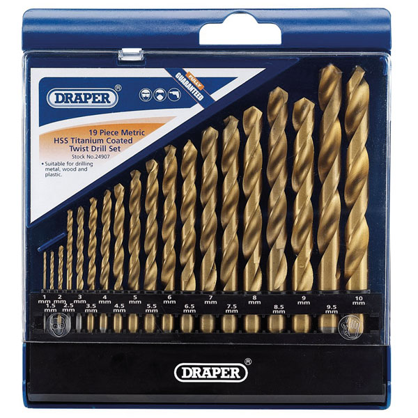 Draper 24907 Metric HSS Titanium Coated Drill Set (19 Piece)