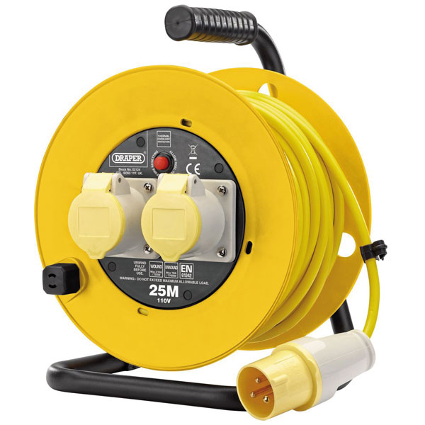 Draper 02124 110V Twin Extension Cable Reel (25M)