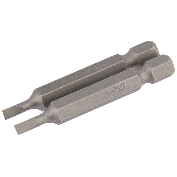 Draper 64292 3mm 1/4" Hex Plain Slot Insert Bit 75mm Long x 2