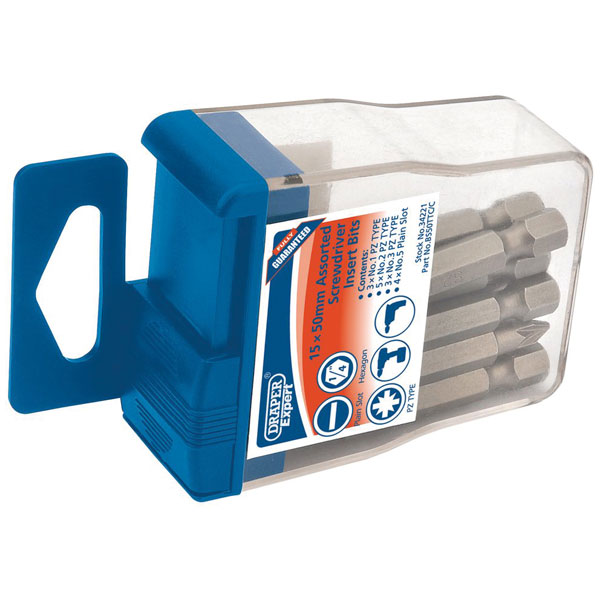 Draper Expert 34221 1/4" Hex Assorted Insert Bits in Plastic Stora...