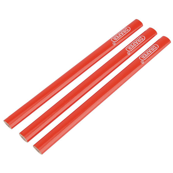 Draper 34180 Pack of Three Carpenters Pencils 174mm Long