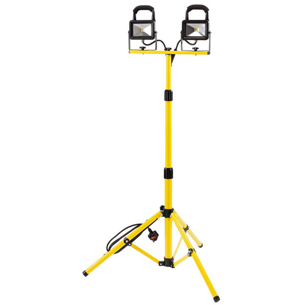  66057 10W 230V COB LED Twin Work Light with Tripod - 1,300 Lm