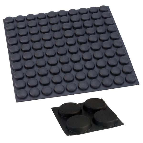  310034 Flat Round Rubber Feet 10.5 x 10.0 x 5.0 - Black - Sheet Of 100