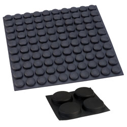 R-TECH Rubber Self-Adhesive Flat Round Feet - Black