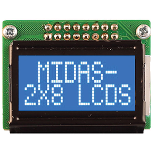  MC20805B6W-BNMLW-V2 2x8 COB LCD White on Blue 5mm Character