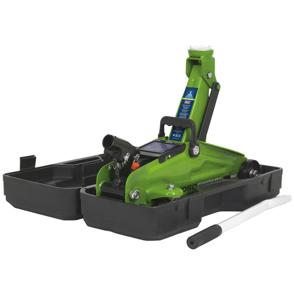 Sealey 1050CXDHV Trolley Jack 2tonne Hi-Vis Short Chassis with Sto...