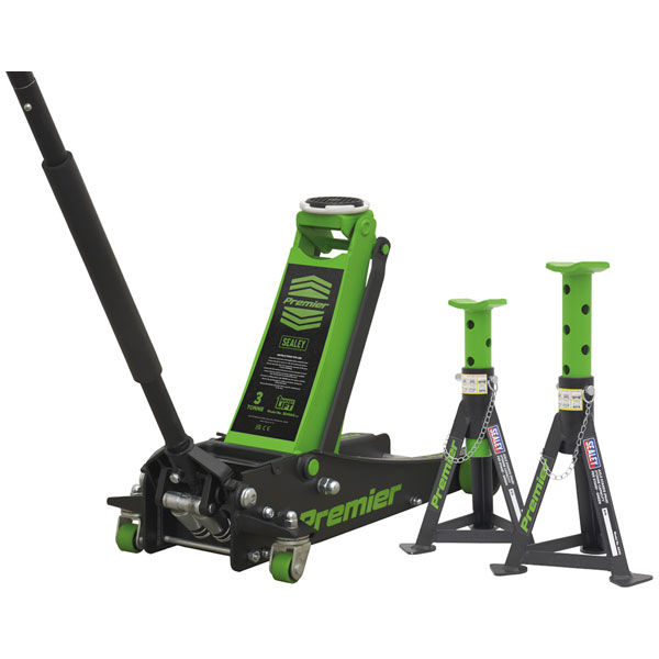 Sealey 3040AGCOMBO1 Trolley Jack 3t & Axle Stands (Pair) 3t per St...