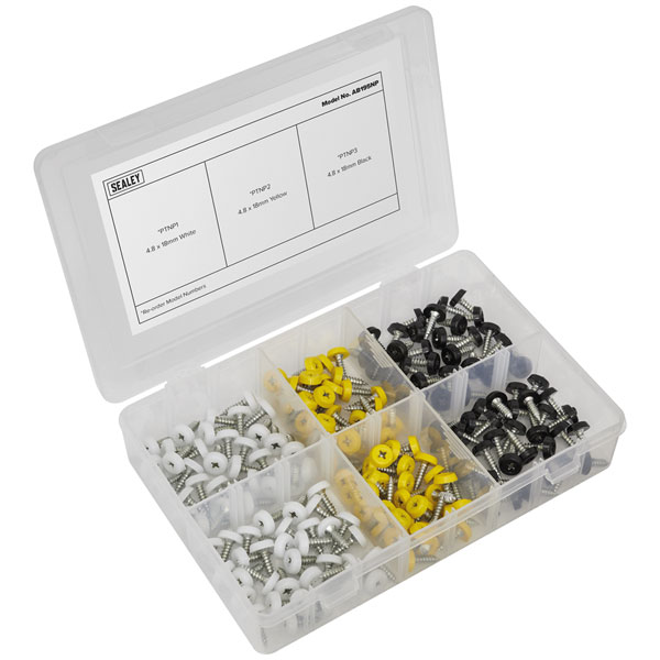 Sealey AB195NP Numberplate Screw Assortment 195pc 4.8mm x 18mm - E...