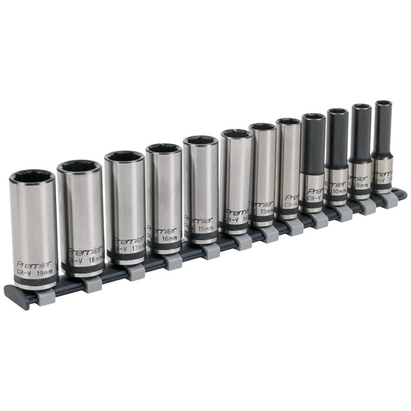 Sealey AK2744B Socket Set 12pc 3/8"Sq Drive Deep Lock-On 6pt Metri...