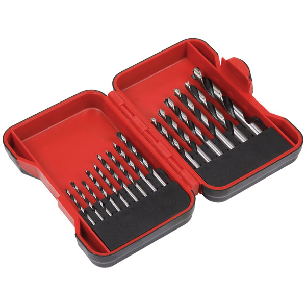 Sealey AK3715W Brad Point Wood Drill Bit Set 15pc