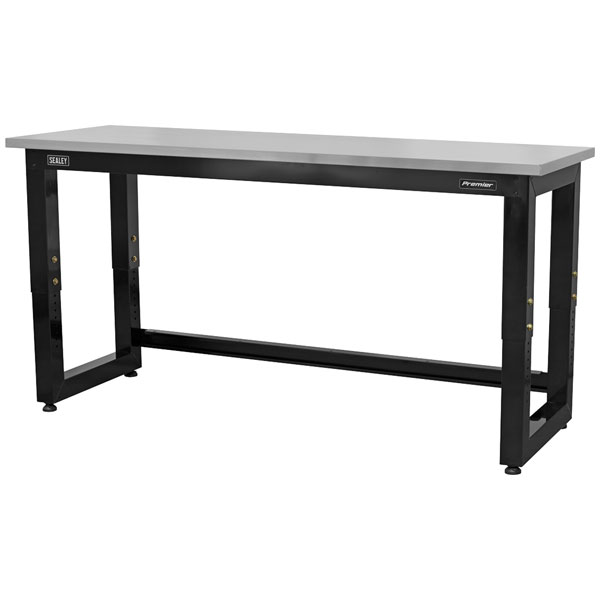 Sealey APMS23 Steel Adjustable Workbench - Stainless Steel Worktop...