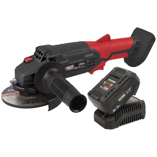 Sealey Cp20vagbkit1 Cordless Angle Grinder Kit Ø115mm 20v 4ah Sv20