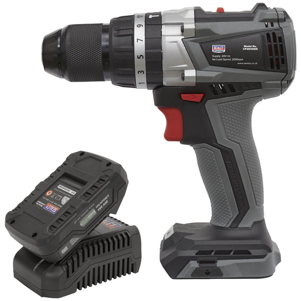 Sealey CP20VDDXKIT1 Brushless Hammer Drill/Driver Kit Ø13mm 20V 2A...