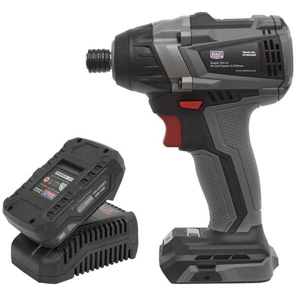 Sealey CP20VIDXKIT1 Brushless Impact Driver Kit 1/4" Hex 20V 2Ah S...