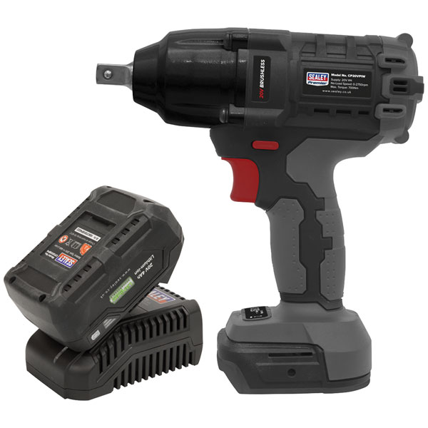 Sealey CP20VPIWKIT1 Brushless Impact Wrench Kit 1/2"Sq Drive 20V 4...