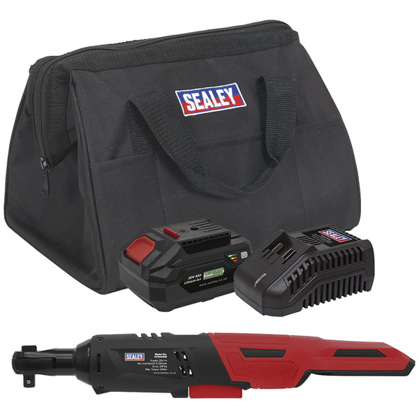 Sealey CP20VRWKIT1 Cordless Ratchet Wrench Kit 3/8"Sq Drive 60Nm 2...