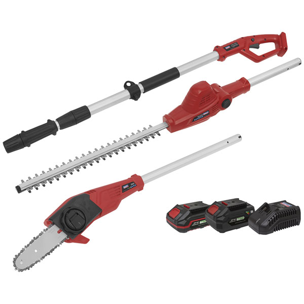Sealey CP20VTPCOMBO Telescopic Cordless Hedge Trimmer & Chainsaw K...
