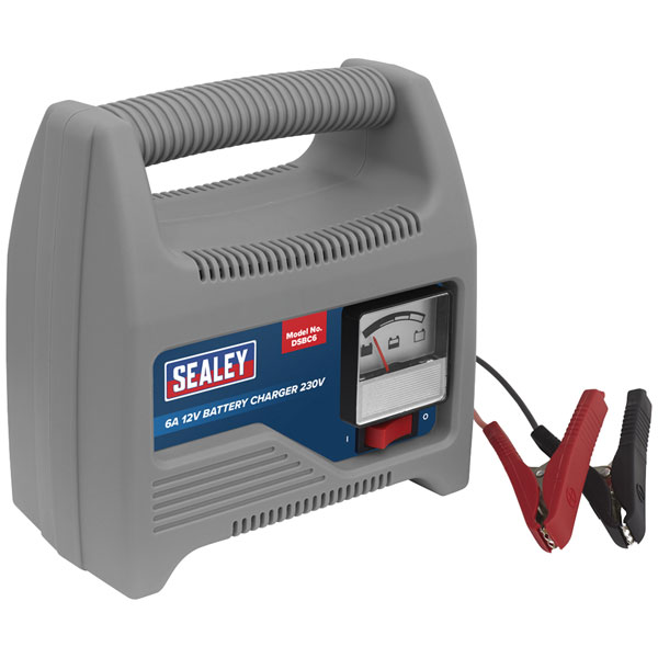 Sealey DSBC6 Battery Charger 12V, 6A, 230V, 1.8m Cable with Insula...