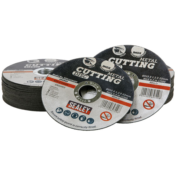 Click to view product details and reviews for Sealey Ptc115cet50 Cutting Disc Ø115 X 12mm Ø22mm Bore Pack Of 50.
