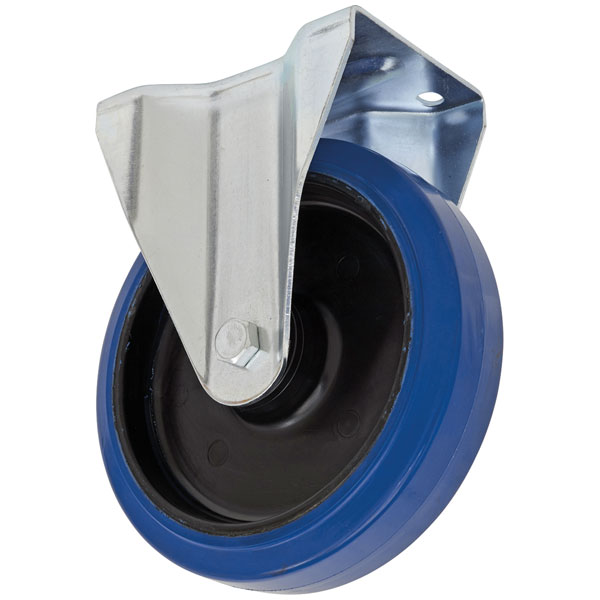  SCW3160FPEM Heavy-Duty Blue Elastic Rubber Fixed Castor Wheel Ø160mm