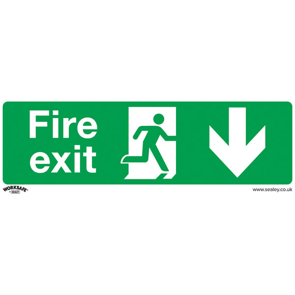 Worksafe SS22P1 Safe Conditions Safety Sign - Fire Exit (Down) - R...