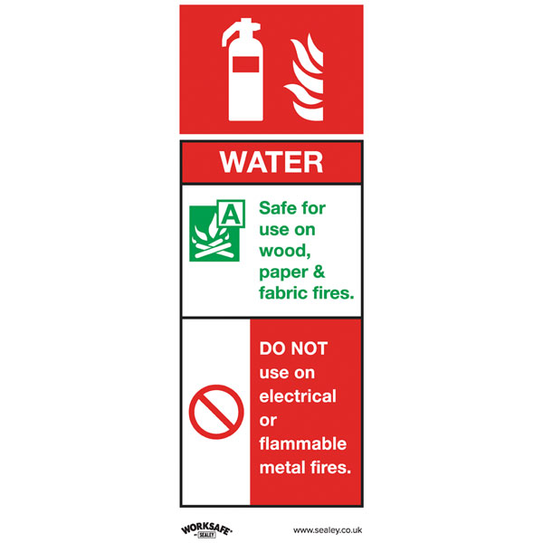 Worksafe SS27V10 Safety Sign Water Fire Extinguisher - Self-Ad Vin...