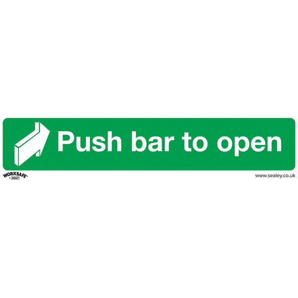 Worksafe SS29V10 Safety Sign Push Bar To Open - Self-Adhesive Viny...
