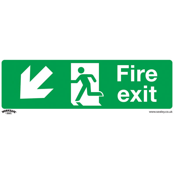 Worksafe SS34P1 Safety Sign Fire Exit (Down Left) - Rigid Plastic