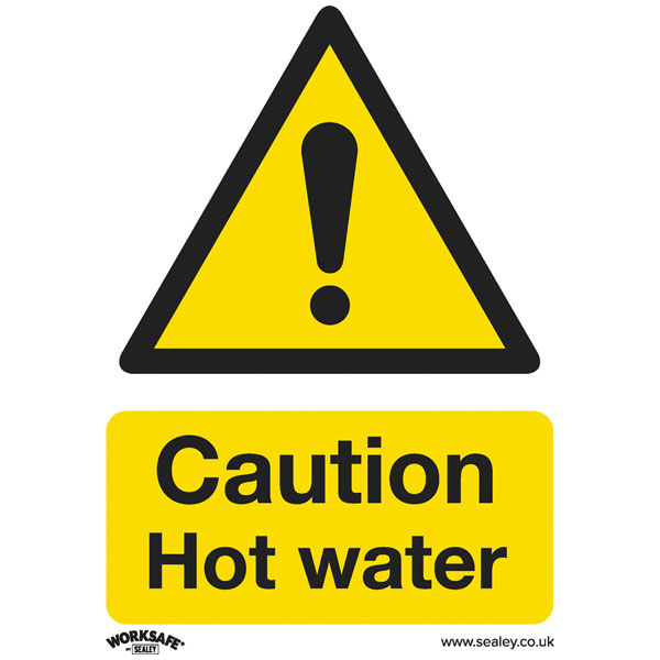Image of Worksafe SS38V1 Warning Safety Sign - Caution Hot Water - Self-Adh...
