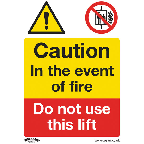Image of Worksafe SS43V10 Safety Sign Caution Do Not Use Lift - Self-Ad Vin...