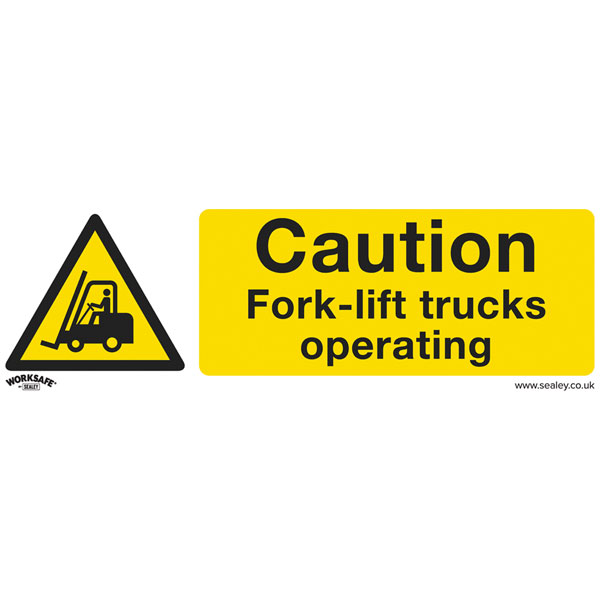 Worksafe SS44P10 Safety Sign Caution Fork-Lift Trucks - Rigid Plas...