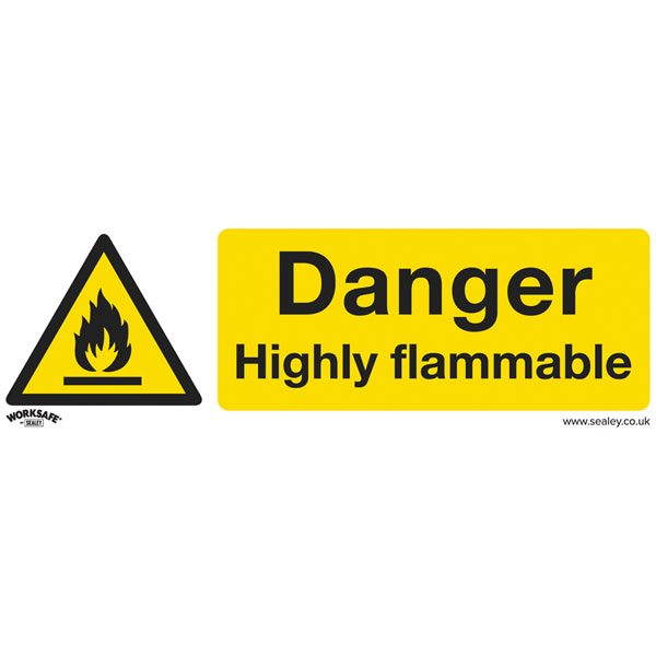 Worksafe SS45P1 Warning Safety Sign - Danger Highly Flammable - Ri...