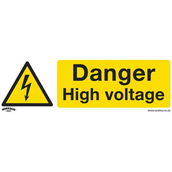 Worksafe SS48V10 Safety Sign Danger High Voltage - Self-Adhesive V...