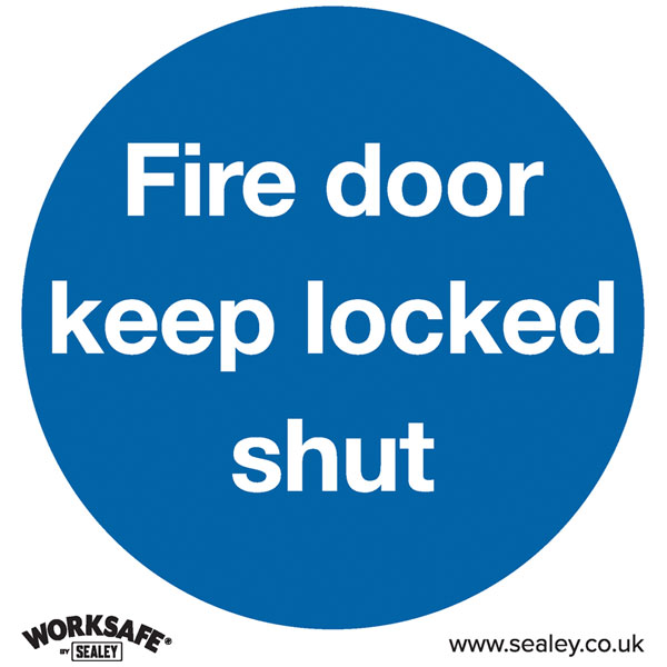Worksafe SS4P10 Safety Sign Fire Door Keep Locked Shut - Rigid Pla...