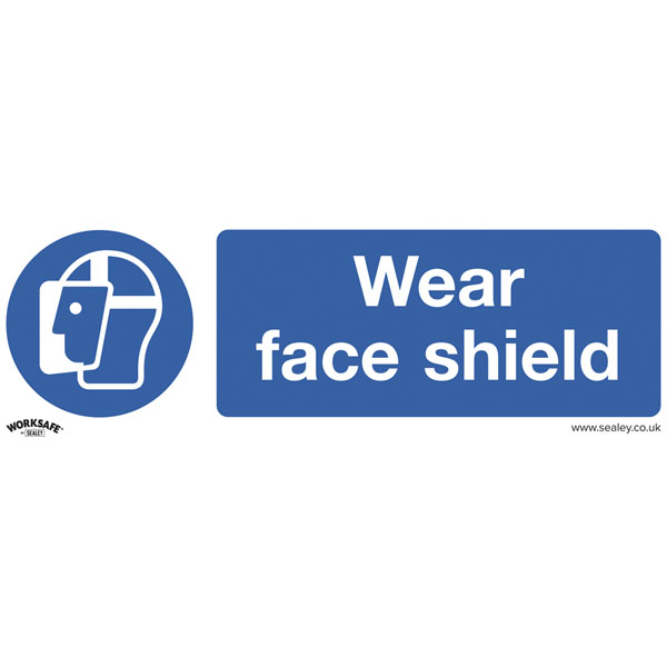 Worksafe SS55P10 Safety Sign Wear Face Shield - Rigid Plastic - PK10