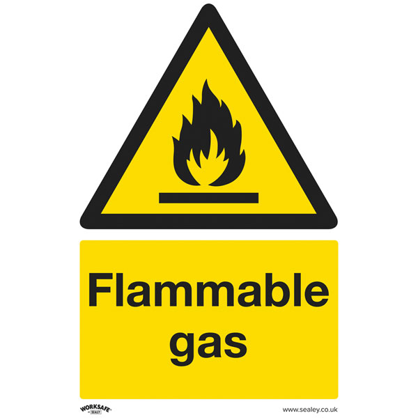 Worksafe SS59V1 Warning Safety Sign - Flammable Gas - Self-Adhesiv...